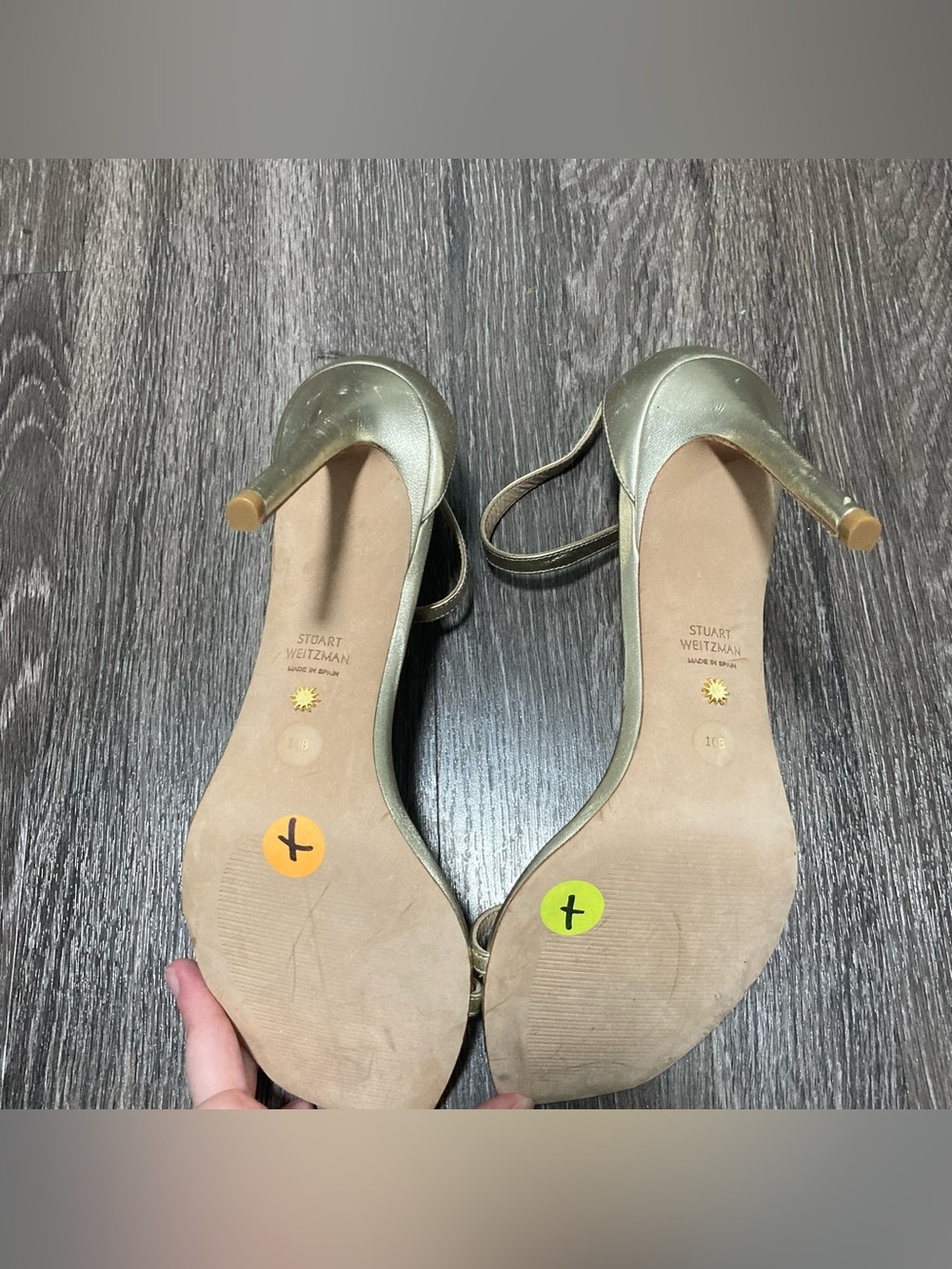 Stuart Weitzman Nudistcurve 100 Liquid Metallic Gold Sandal Heels Size 10 - Picture 7 of 9